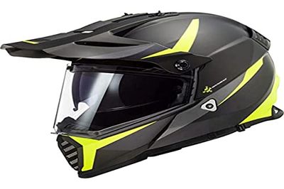 LS2 Pioneer Evo Motorcycle Helmet. Off Road, Trail, Adventure, MX Motorbike Helmet. MX436. ROUTER BLACK H-V YELLOW. XXS