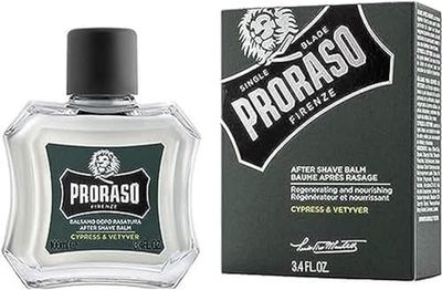 Proraso | Baume après-rasage Cypress & Vetyver (flacon de 100 ml) – Baume régénérateur et nourrissant pour la peau après le rasage – Fabriqué en Italie