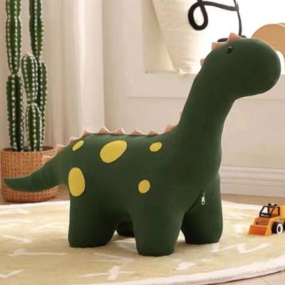 Shally Dogan Tabouret pour Enfants, Design Dinosaure avec Rembourrage et Assise Souple, Haute densité, Chaise Repose-Pieds avec Structure en Bois et Pieds antidérapants, idéal pour Chambre (Vert