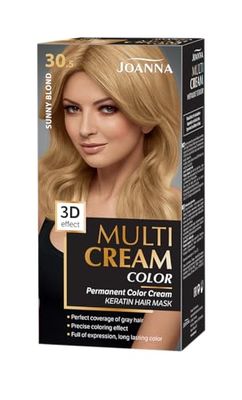 Joanna Multi Cream Color Colore per capelli per donne – Garantisce un colore duraturo – Effetto profondità 3D – Copre i capelli grigi – Colore attaccatura – Colore soleggiato biondo 30,5 – Set