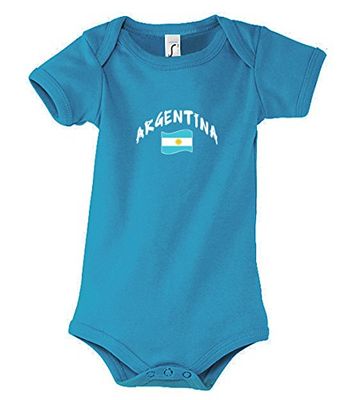 Supportershop Body para bebé, design de equipa de futebol da Argentina, cor azul, body bébé Aqua Argentine, azul, 6-12 meses