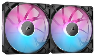 CORSAIR iCUE LINK RX140 RGB 140 mm Ventole PWM con Hub di Sistema iCUE LINK - Cuscinetto a Cupola Magnetica - Confezione Doppio - Nero