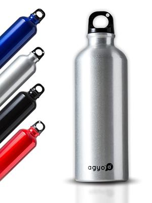 IPEA Bardzo lekka butelka z aluminium – 500 ml – nietermiczna metalowa butelka na napoje i sport do podróży, na zewnątrz, do pracy, biura, szkoły – z karabińczykiem – srebrny