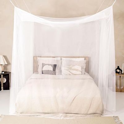 Sekey XXL Moustiquaire pour Lits Simples à Doubles Protection de Anti-Insectes Système D'installation Rapide et Facile, 220x200x200 cm, Blanc