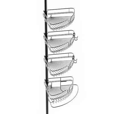 Zenna Home Étagère de Douche à 4 paniers avec Barre Porte-Serviette intégrée, réglable, 152,4 à 244,8 cm, Noir Mat