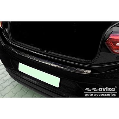 Avisa Protezione paraurti Posteriore in Acciaio Inox Nero Compatibile con Volkswagen ID.3 2020- 'Ribs'