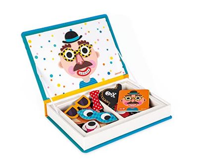 Janod - Magneti'Book Crazy Faces Ragazzo - Gioco Educativo Magnetico 70 Pezzi - A Partire dai 3 Anni, J02716