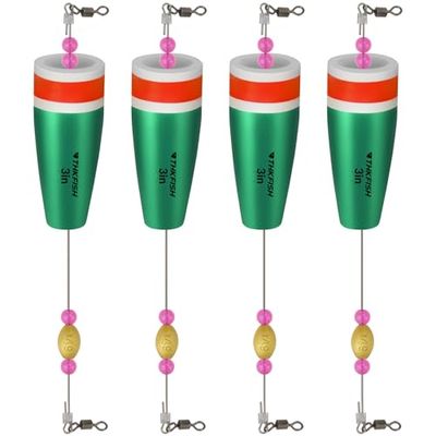 THKFISH Galleggianti da Pesca Mare 4 Pezzi Galleggiante Pesca Trota Galleggiante Popping Ponderato Verde 28g