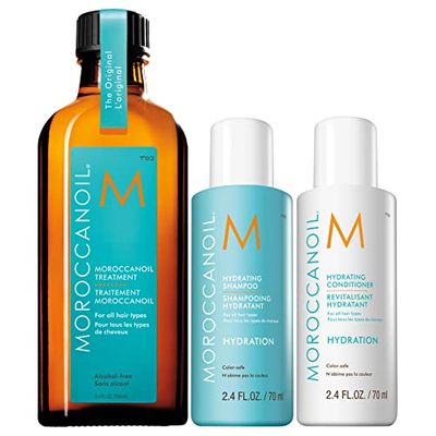 Moroccanoil Trattamento Originale, 100 ml + Moroccanoil Shampoo idratante, 70 ml + Moroccanoil Balsamo Idratante 70 ml