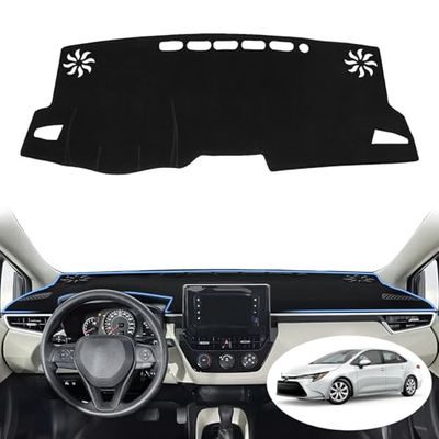 REMOCH for Toyota Corolla Accessories 2019-2023 2024 Dash Cover Dashboard Cover Mat Custom Fit Center Console Cover Hatch Sedan Sunshield Protector Pad(Black Trim)