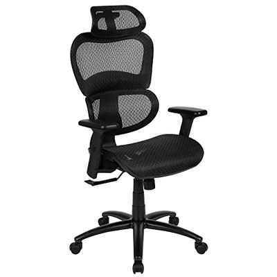 Flash Furniture Directeursstoel van netstof, metaal, zwart, set van 1