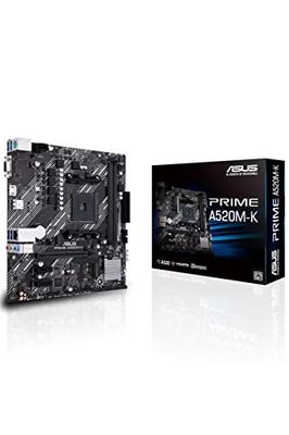 ASUS PRIME A520M-K AMD A520 (Ryzen AM4) Micro ATX moederbord met M.2 slot, 1 GB Ethernet, HDMI/D-Sub, SATA 6 Gbps, USB 3.2 Gen 1 Type-A