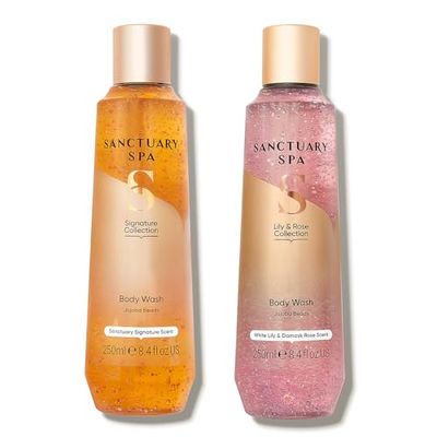 Sanctuary Spa Shower Gel Favourites Duo | Signature Scent Body Wash 250ml | Lily Rose Body Wash 250ml | Vegan and Cruelty Free