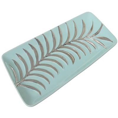 Alexandra House Living Centrotavola Verde Argento Ceramica 3 x 18 x 30 cm
