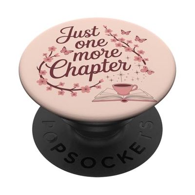 Just One More Chapter Book Lover Bookish Reading Pink PopSockets PopGrip Adhesivo