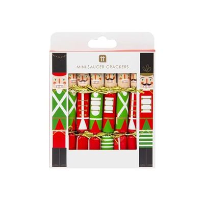 Talking Tables Little Crackers joke and conversation starter - Set of 8 traditional red and green nutcrackers | Eco-friendly, recyclable Christmas tableware, English