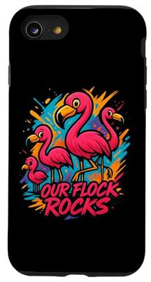 Our Flock Rocks, maglietta divertente con fenicottero e fenicottero Custodia per iPhone SE (2020) / 7 / 8