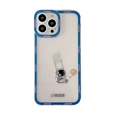 Yonds Queen Transparant Telefoonhoesje voor iPhone 13 Pro Max, schattige coole cartoon schommel, astronaut planeet maan, ontwerp, stijlvol, zacht TPU-bumperhoesje, schokbestendig en antislip