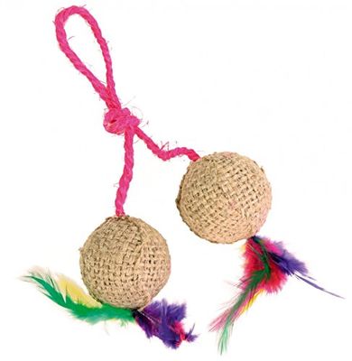 TRIXIE 2 ballen aan touw, jute, diameter 4,5 cm