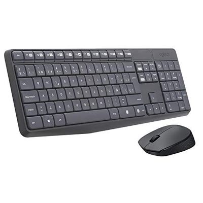 Logitech MK235 Combo Tastiera e Mouse Wireless per Windows, Layout Spagnolo QWERTY - Grigio