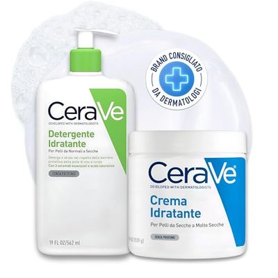 CeraVe Duo Maxi Detergente Idratante e Crema Idratante Viso e Corpo