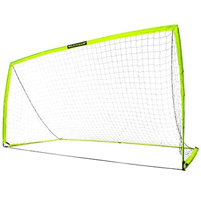 Franklin sport Blackhawk fotbollsmål för bakgården, bärbart fotbollsnät för barn, vikbart, pop up, inomhusmål + utomhusmål, 3,6 x 1,8 m, optisk gul