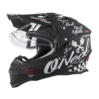 O'NEAL | Casque de Moto | Enduro Motorcycle | Ouvertures de Ventilation pour Un débit d'air et Un Refroidissement Maximum, Coque en ABS | Sierra Helmet Torment V.23 | Adulte | Noir Blanc | L