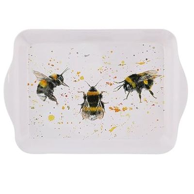 Bree Merryn BRE0230 Tea Tray, Melamine, 21 x 14.5 x 1.5, White Black Yellow