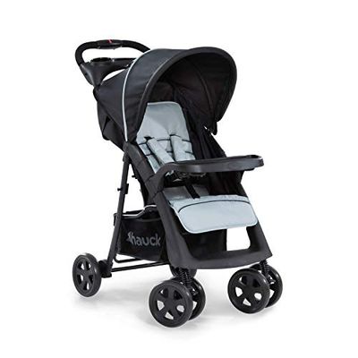 hauck Shopper Neo II Cadeira de passeio leve - carrinho de bebé reutilizável desde o nascimento até 22 kg - carrinho compacto e dobrável - rodas giratórias anti-perfurações, porta-copos - cinzento
