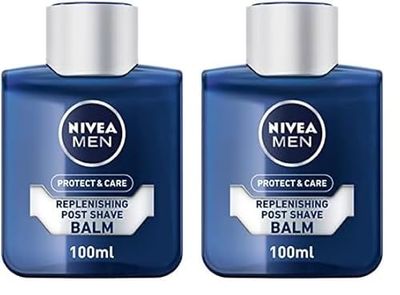 NIVEA Men Protect & Care Replenishing Post Shave Balm (100ml), Aftershave Balm for Men, Soothing Post Shave Balm, NIVEA After Shave Balm Aloe Vera & Pro-Vitamin B5 (Pack of 2)