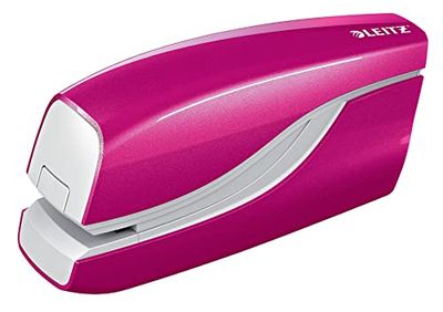 Leitz Cucitrice Elettrica, Capacità fino a 10 Fogli, Alimentazione a Batteria, Gamma WOW, 55661023, Fucsia Metallizzato