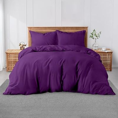 GC GAVENO CAVAILIA Polycotton Plain Dyed Duvet Single Size, Supersoft Breathable Bedding & Linen, Washable Comforter Quilt Covers, Polyester-Cotton, Berry