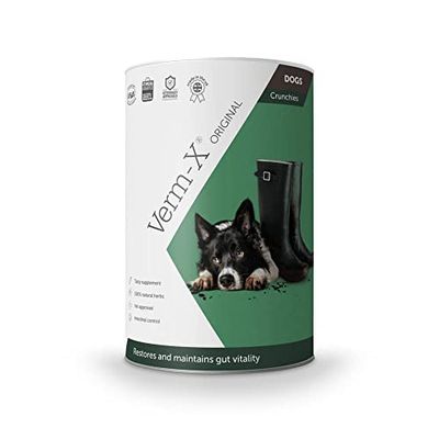 Verm-X 100% Natural Treats for Dogs. Supports  Intestinal Hygiene. Vet Approved. UFAS Assured. Contains Prebiotic for Gut Biome Quality. Restores and Maintains Gut Vitality. Wormwood Free Recipe.