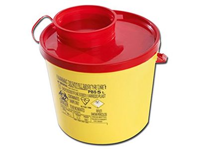 GIMA PBS Line Sharp Container, 5 L (Pack van 55 stuks), scherpveilige bak, naalden en sirynges wegwerpcontainer