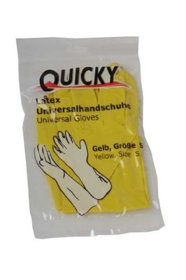 Quicky universalhandskar av latex, storlek S, gul, insida, lätt bomullsflockad, 144-pack (144 x 1 par)