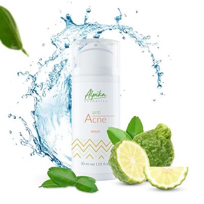 Alpika siero anti-acne – siero viso vegano con ingredienti naturali al 99% – siero vitaminico viso – siero naturale per la cura del viso per tutti i tipi di pelle – siero anti-acne vitamina C (30 ml)