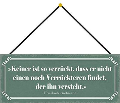 Schatzmix Blechschild Spruch Verrückte verstehen Sich Metallschild Deko 27x10 mit Kordel Señal metálica, hojalata, Multicolor, 27x10 cm