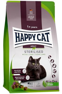 Happy Cat 70584 - gesteriliseerde volwassen wilgenlam - kattendroogvoer voor gesteriliseerde katten en kater - 1,3 kg inhoud