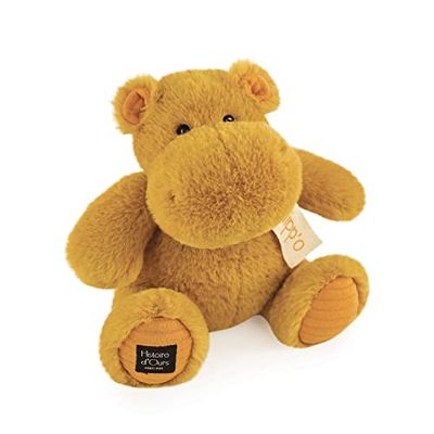 Histoire d'Ours - Peluche Hippopotame - Hippo - Ocre - 25 Cm - Peluche Douce et Mignonne pour les Calins - Idée Cadeau de Naissance et Anniversaire pour Fille et Garçon - L'HIPPO - HO3211