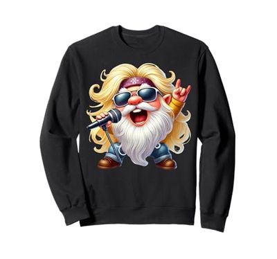 Cool Rockin Dad Gnome Grandpa Graphic With Rocker Hands Felpa