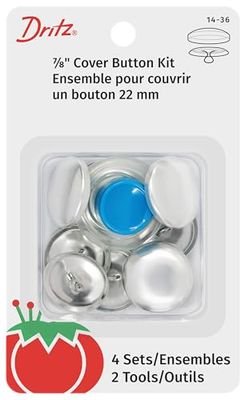 Dritz 14-36 Kit de Botones de Cubierta con Herramientas, níquel, Size 36-7/8-Inch