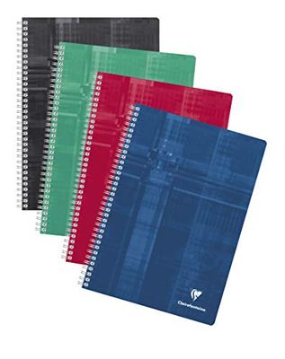 Clairefontaine 81644C Notatnik na spirali - A4 21x29,7 cm - 180 kartek Quadruled 4x4 mm papier biały 90 g - laminowana okładka kartkowa kolor losowy