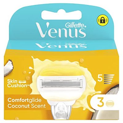 Gillette Venus Comfortglide LAMETTE DONNA RICAMBIO per RASOIO DONNA Cocco Plus Olaz, LAMETTE (da 5 Lame), per una Rasatura Liscia e Profonda, Skin Cushion con Idratante Olaz, idea regalo