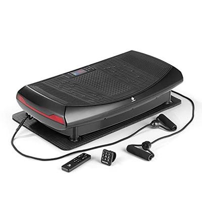 FitEngine 4D trilplaat | 60 intensiteitsniveaus & 4 vibratiemodi | gebogen design met LED-verlichting | incl. armbandbediening, expanderbanden en draadloze verbinding