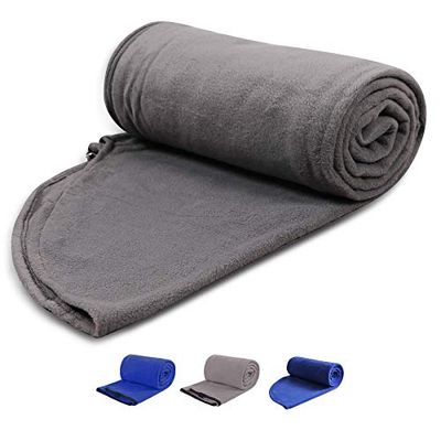 REDCAMP Sacco nanna in pile con cappuccio, ideale per adulti, stagione calda o fredda, lunghezza 221 cm, chiusura lampo completa, coperta da campeggio per esterni, colore grigio