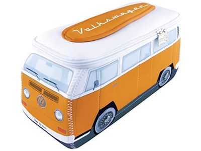 BRISA VW Collection - Volkswagen neopreen universele make-up cosmetische cultuur reisapotheektas in T2 Bulli Bus-design (oranje & wit/groot)