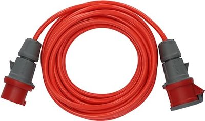 Brennenstuhl BREMAXX Cabo de extensão CEE 400 V/16 A (cabo de 10 m, 5 polos, uso externo até -35 °C, fabricado na Alemanha) vermelho