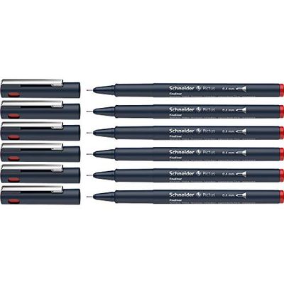 Schneider Pictus Fineliner (tratto 0,4 mm), confezione da 6 pezzi, rosso