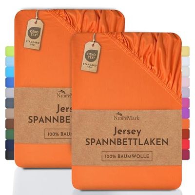 NatureMark 2-pak kinderhoeslakens van jersey. hoeslaken 100% katoen in vele maten en kleuren BRANDKWALITEIT ÖKOTEX Standaard 100. 70x140 cm. Terracotta