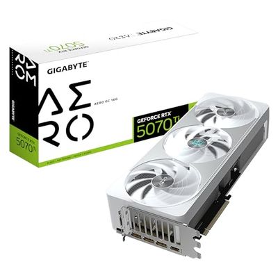 Gigabyte GeForce RTX 5070 Ti AERO OC 16G Scheda Grafica - 16GB GDDR7, 256 bit, PCI-E 5.0, 2588 MHz Core Clock, 3 x DP 2.1a, 1 x HDMI 2.1b, NVIDIA DLSS 4, GV-N507TAERO OC-16GD